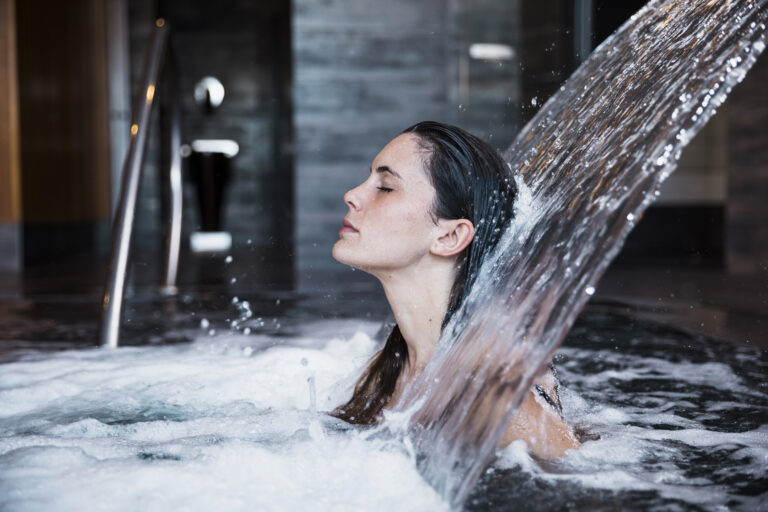 hydrotherapy spas with woman relaxing