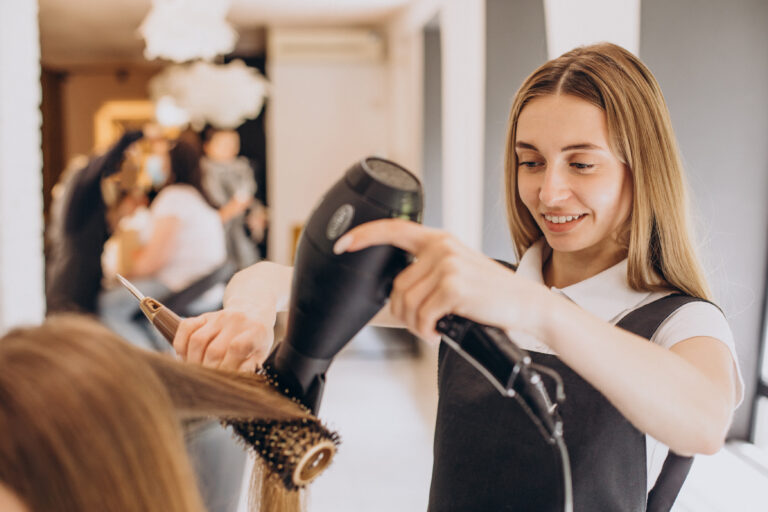 hair stylist in her salon