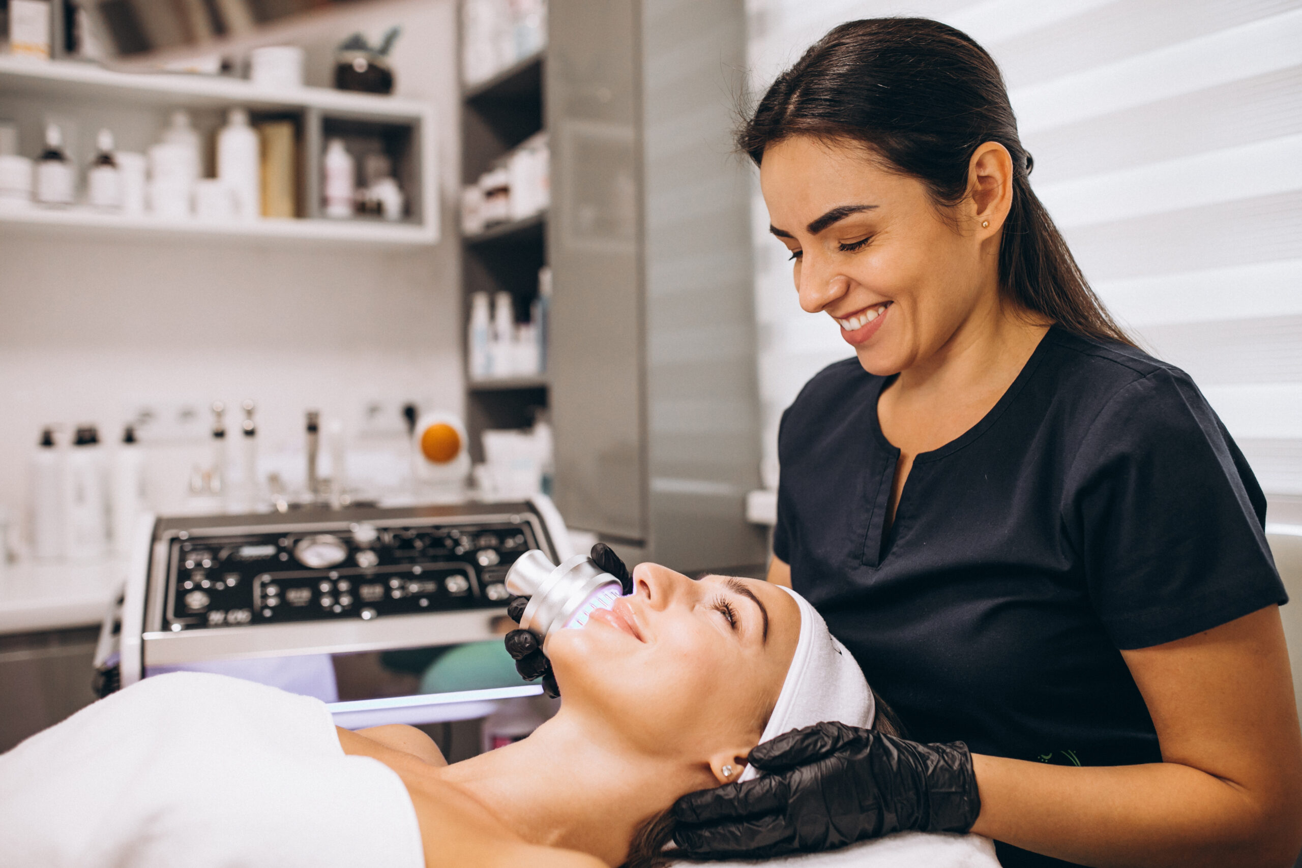 Esthetician in studio